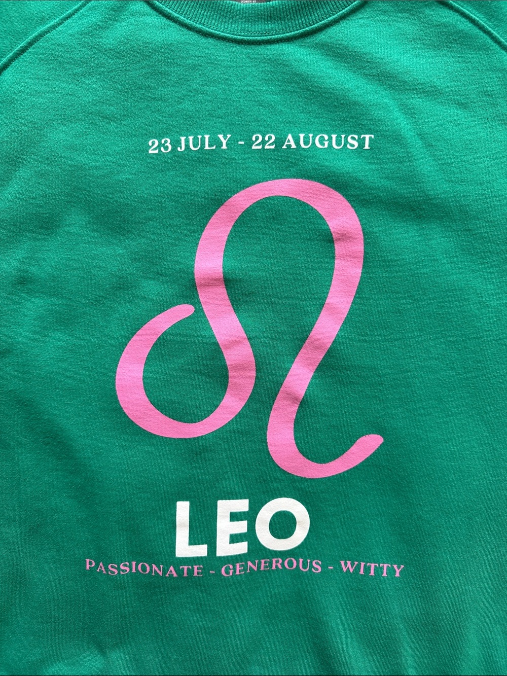 Anthropologie Catherine O'Sullivan The Zodiac LEO Green Sweatshirt Size M - Picture 4 of 9